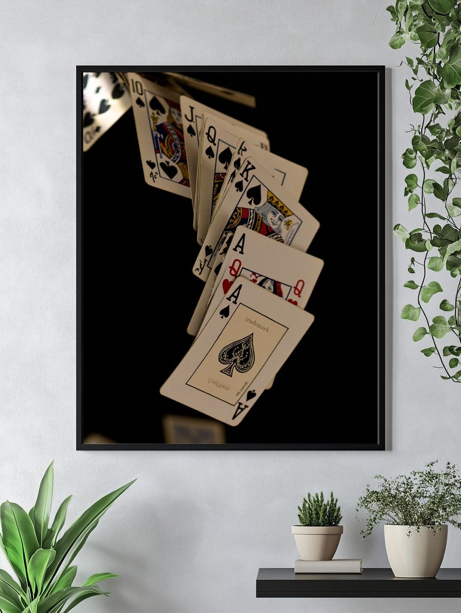 Floating Playing Cards Photography Poster. — room view 4