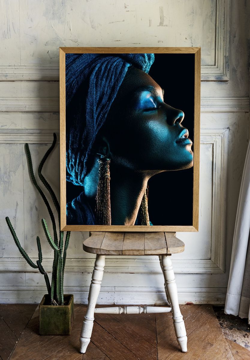 Blue Portrait Photography Poster. room preview