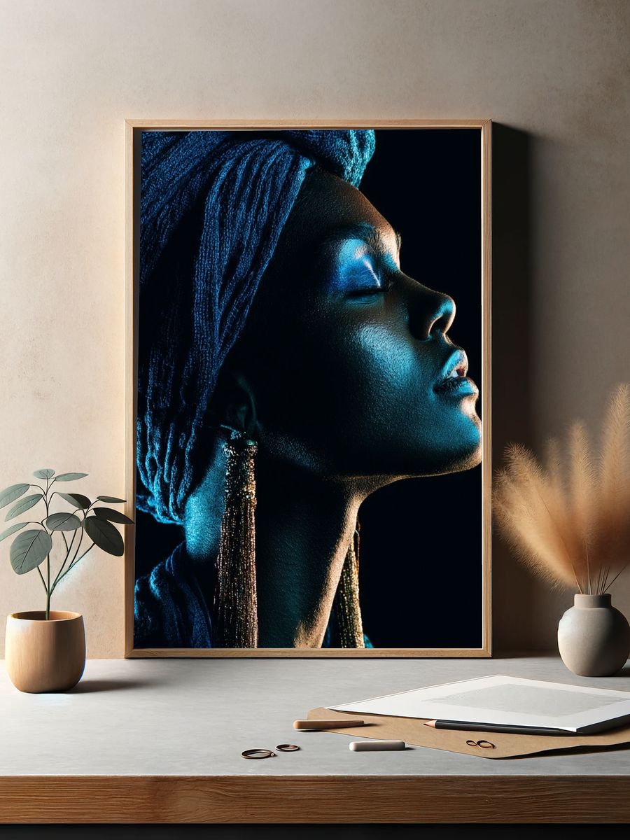 Blue Portrait Photography Poster. — room view 2
