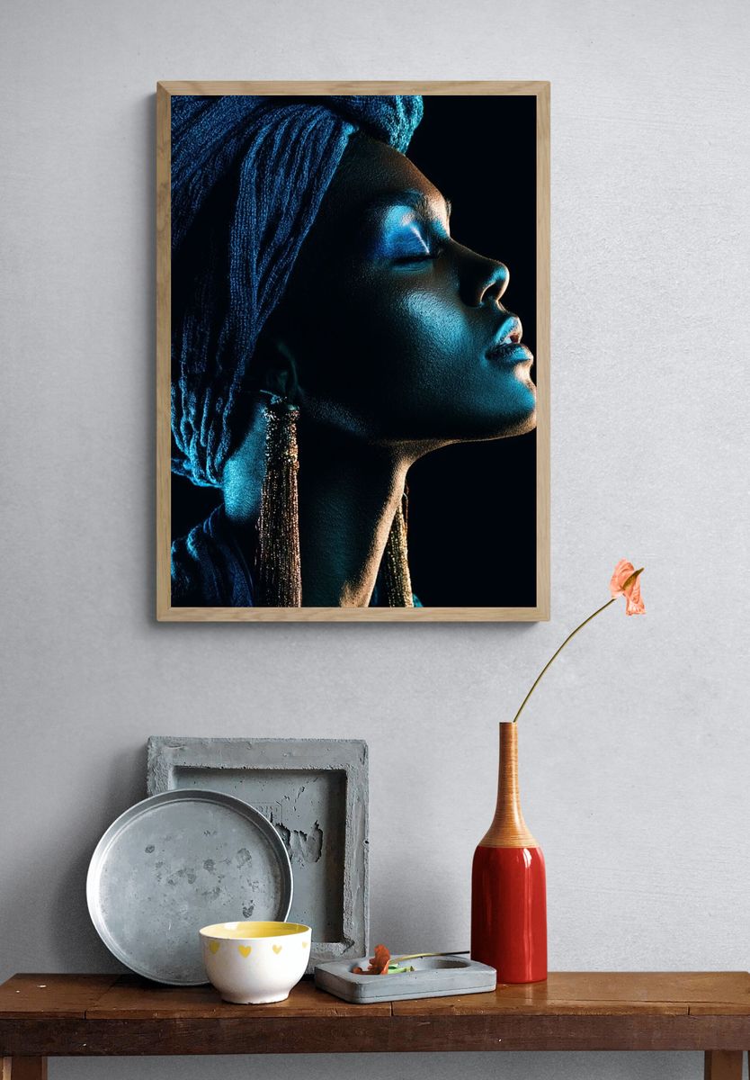 Blue Portrait Photography Poster. — room view 3
