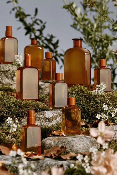 Amber Perfume Bottles Photography Poster. poster