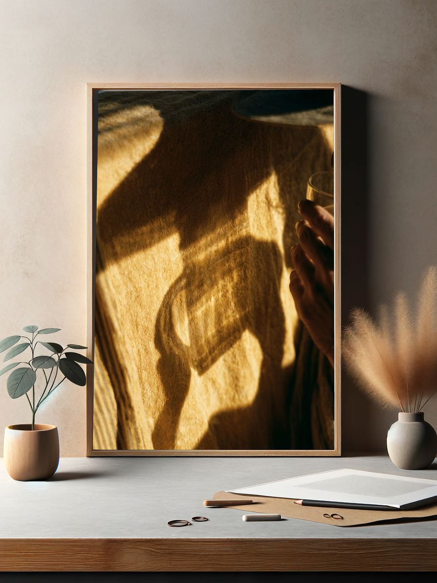 Golden Shadow Portrait Print. — room view 2