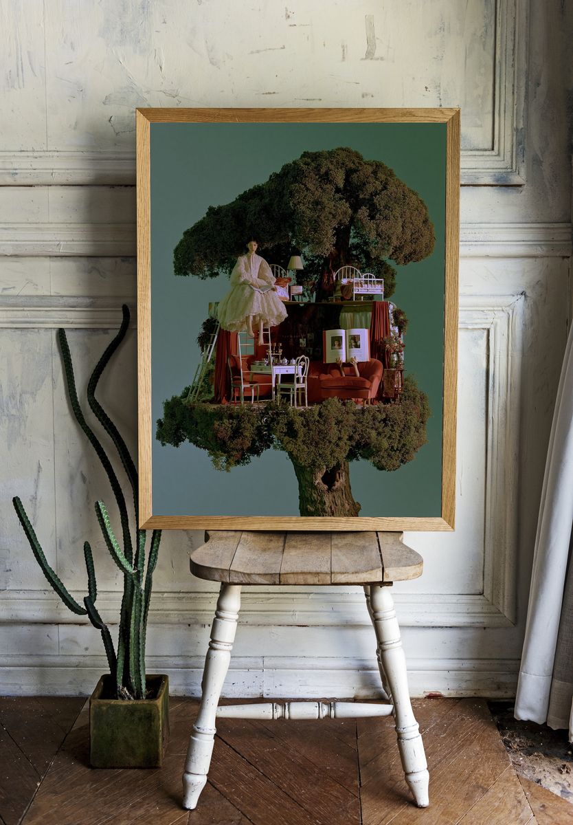 Surreal Tree House Portrait Print. — room view 1
