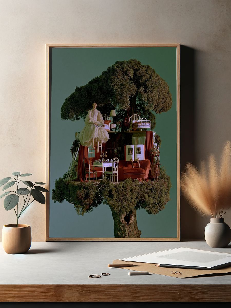 Surreal Tree House Portrait Print. — room view 2
