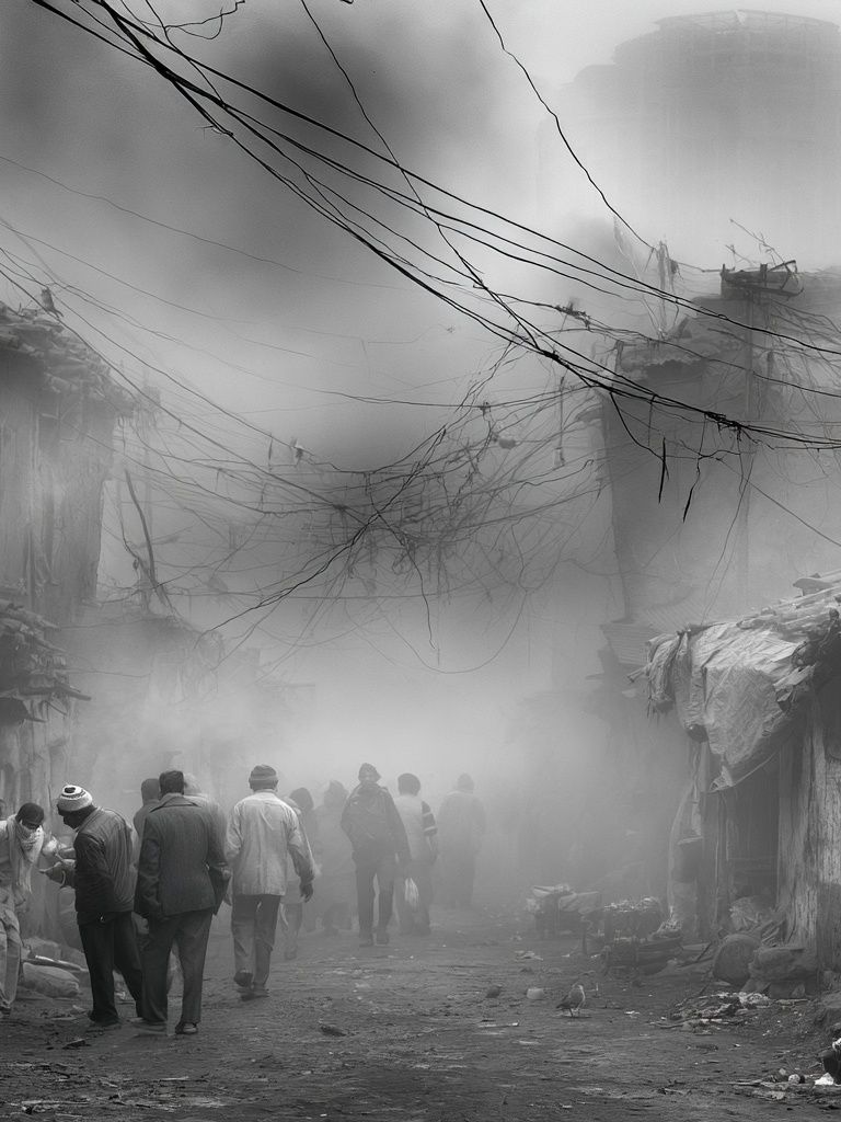 Foggy Urban Alley Photography Print. poster detail