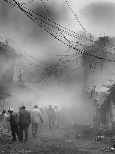 Foggy Urban Alley Photography Print. poster