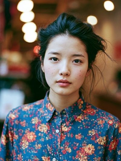 Portrait in Floral Shirt Photography Poster.