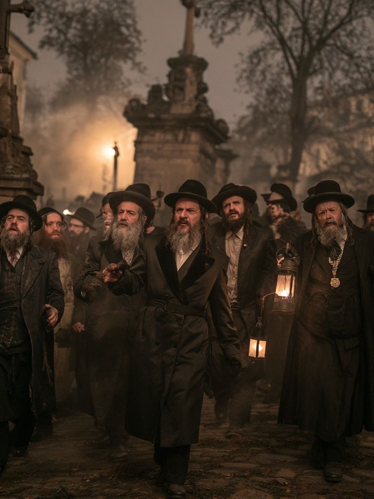 Hasidic Men in Foggy Street Poster. poster — photography art