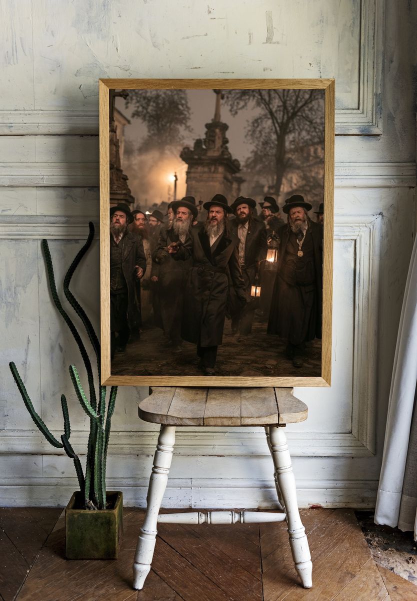 Hasidic Men in Foggy Street Poster. — room view 1