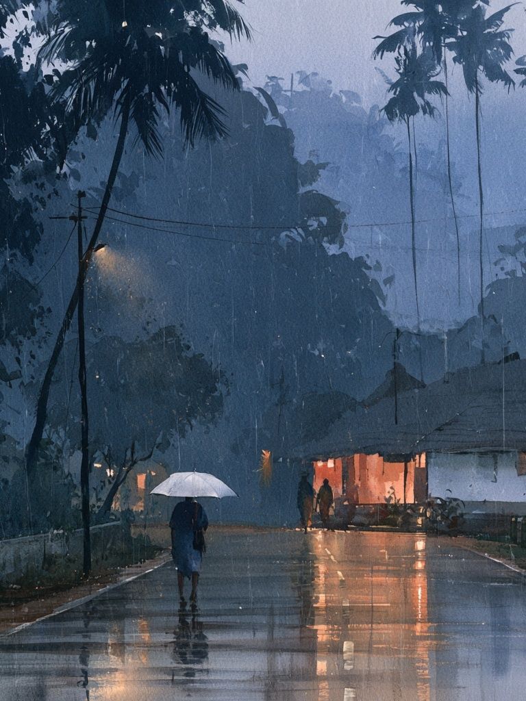 Rainy Tropical Street Photography Poster. poster — photography art