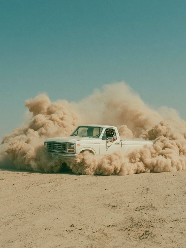 Desert Truck Drift Photography Poster. poster detail