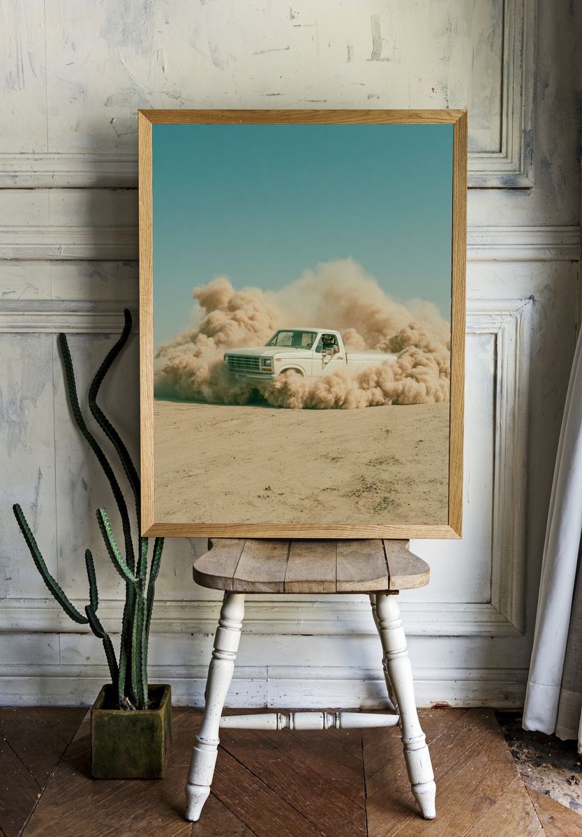 Desert Truck Drift Photography Poster. — room view 1