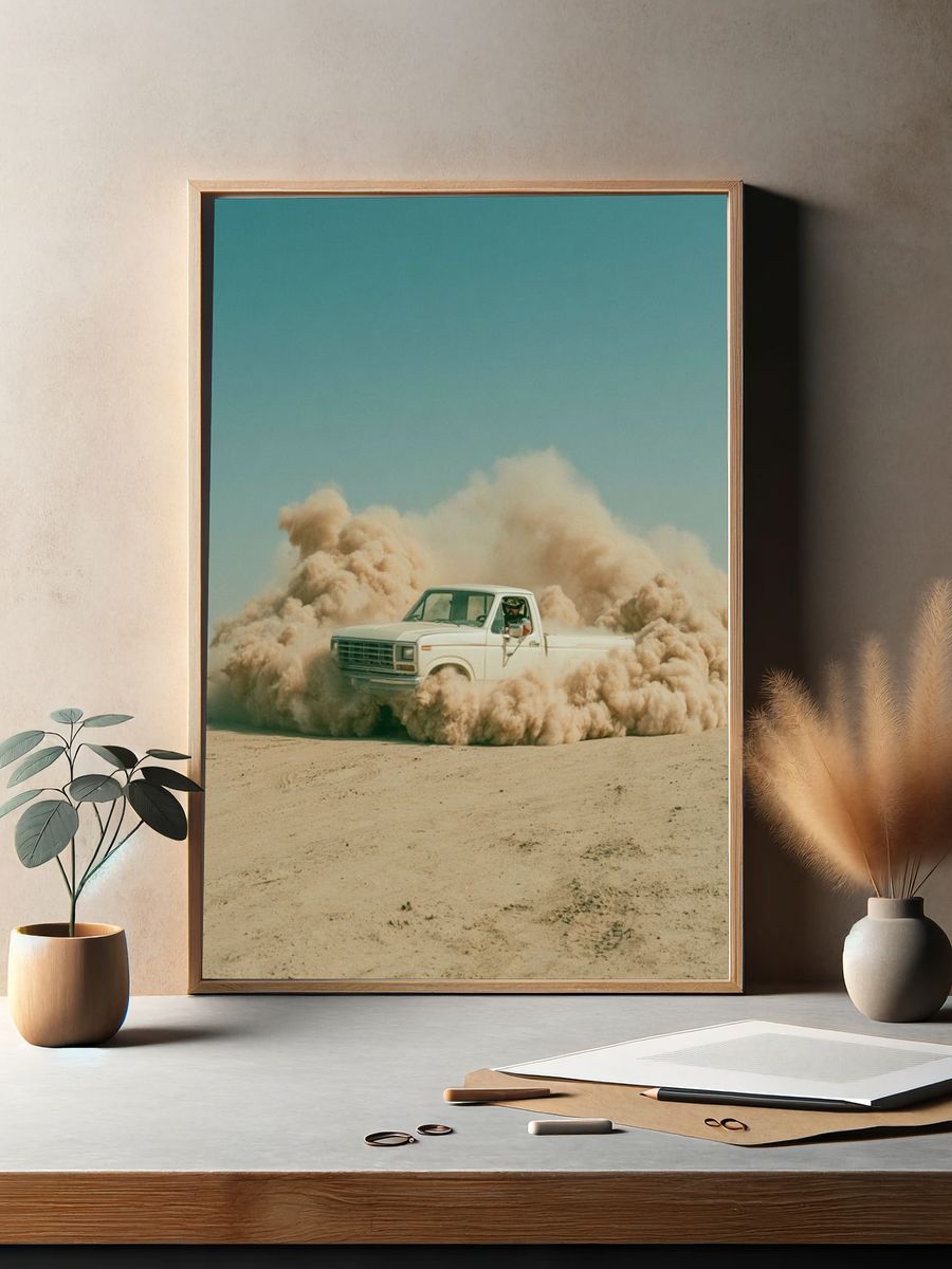 Desert Truck Drift Photography Poster. — room view 2
