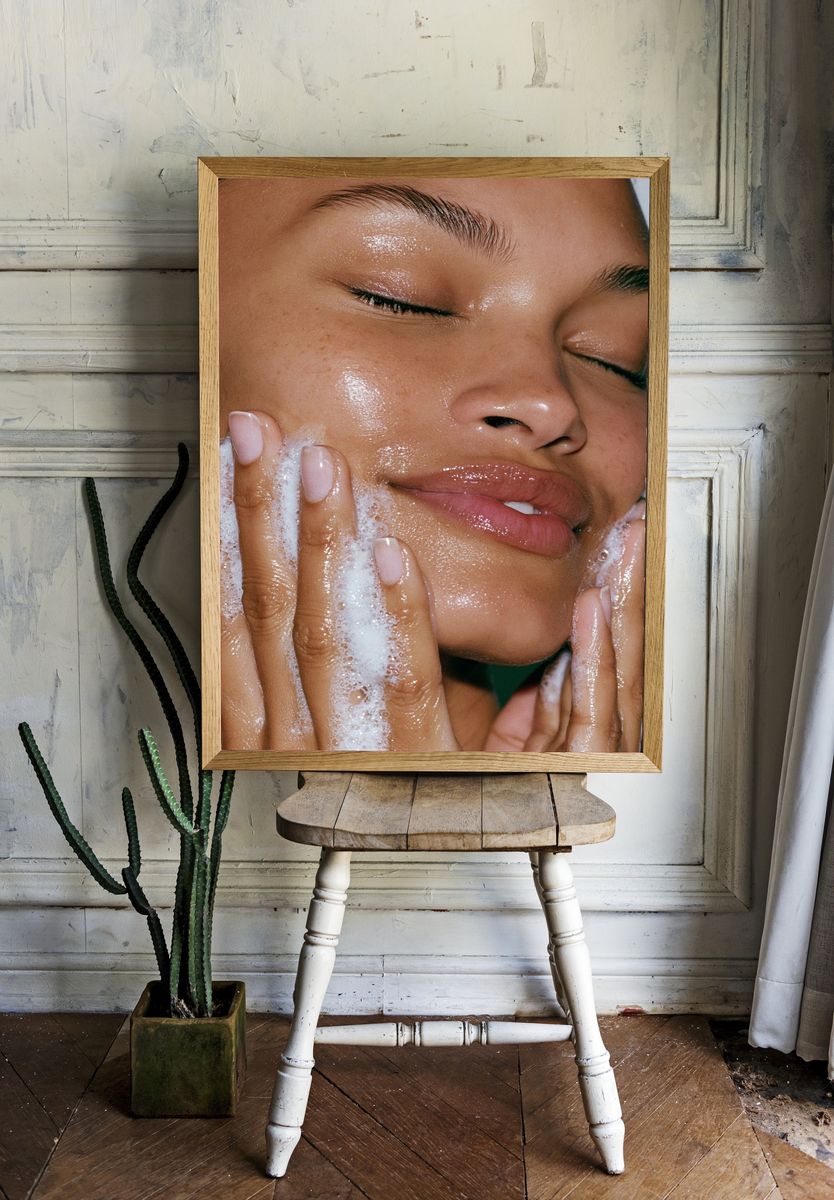 Glowing Skincare Portrait Poster. — room view 1