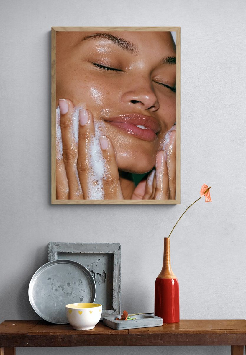 Glowing Skincare Portrait Poster. — room view 3