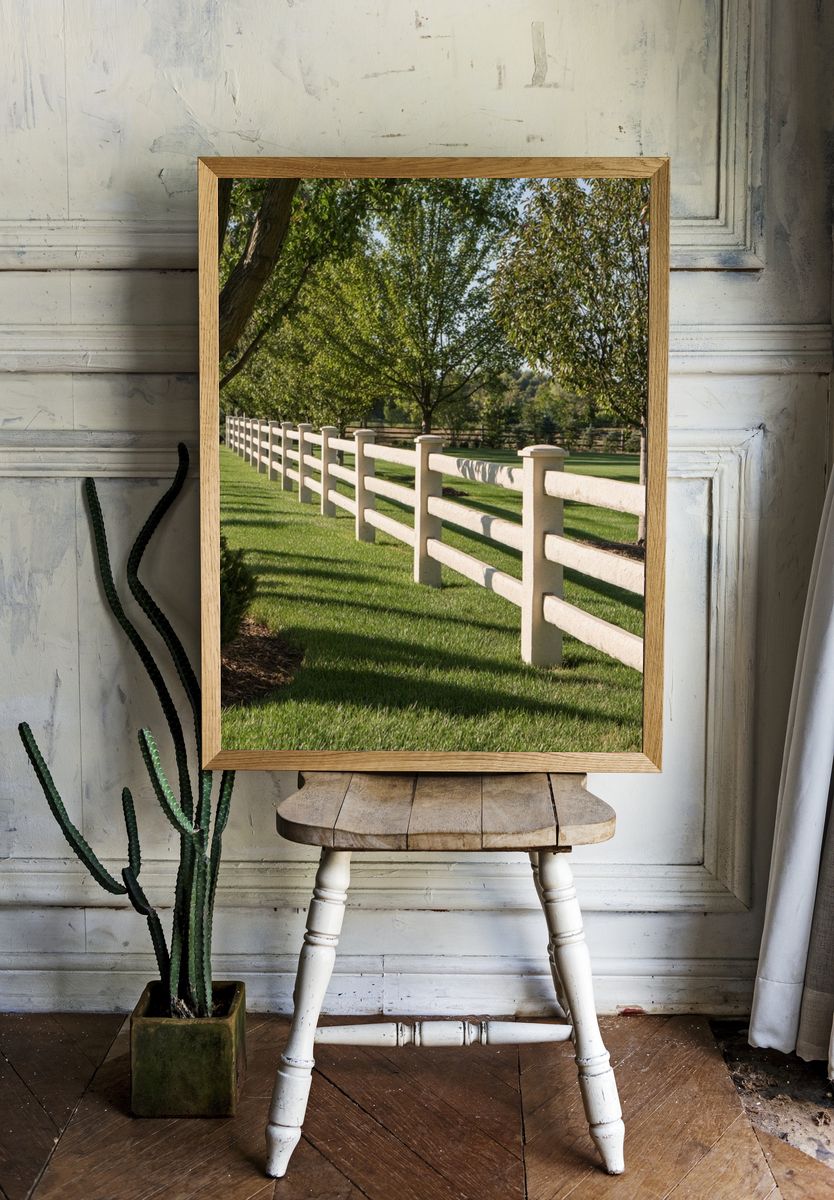 Sunlit Country Fence Photography Poster. room preview
