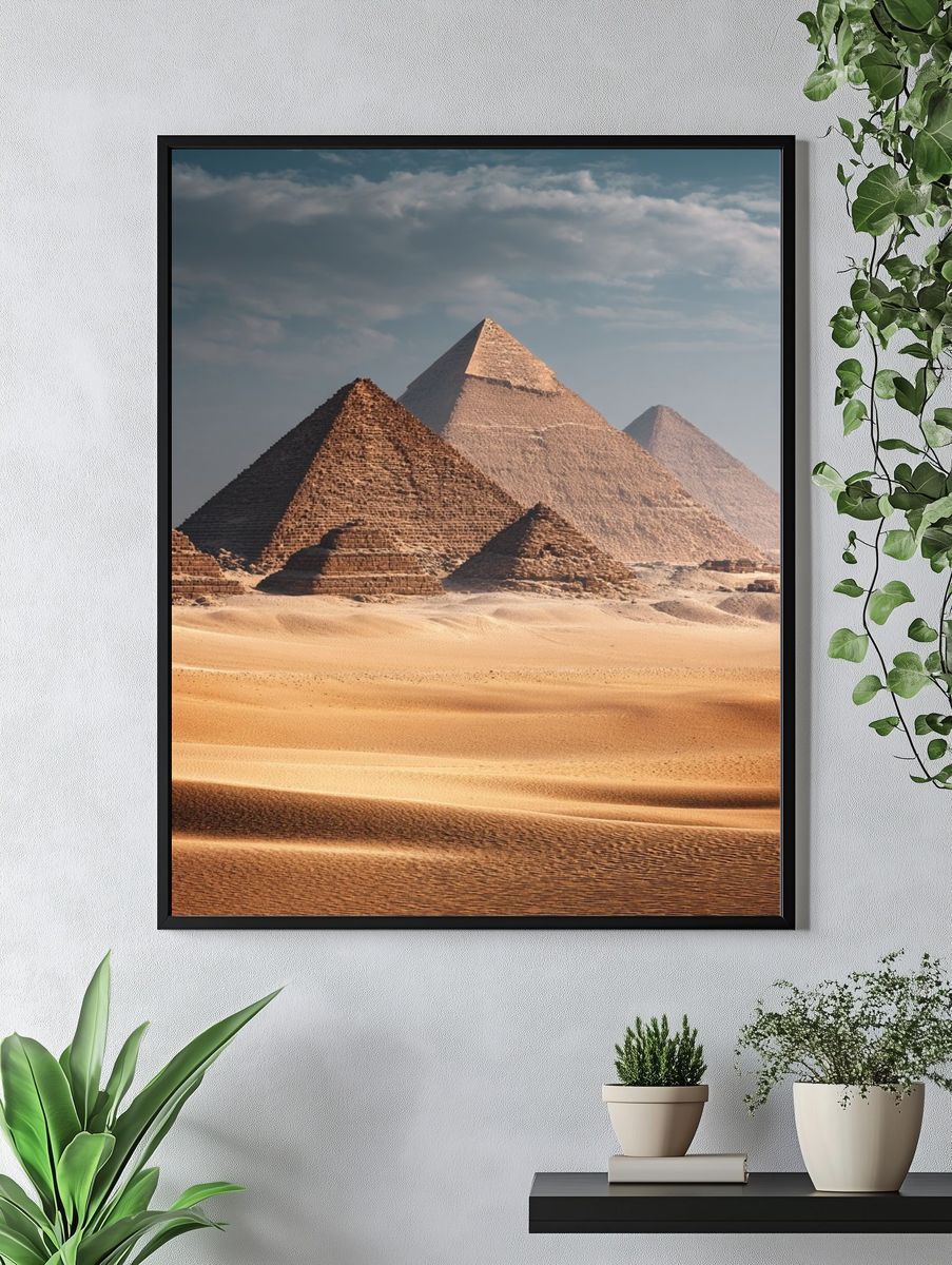 Pyramids in the Desert Photography Poster. — room view 4