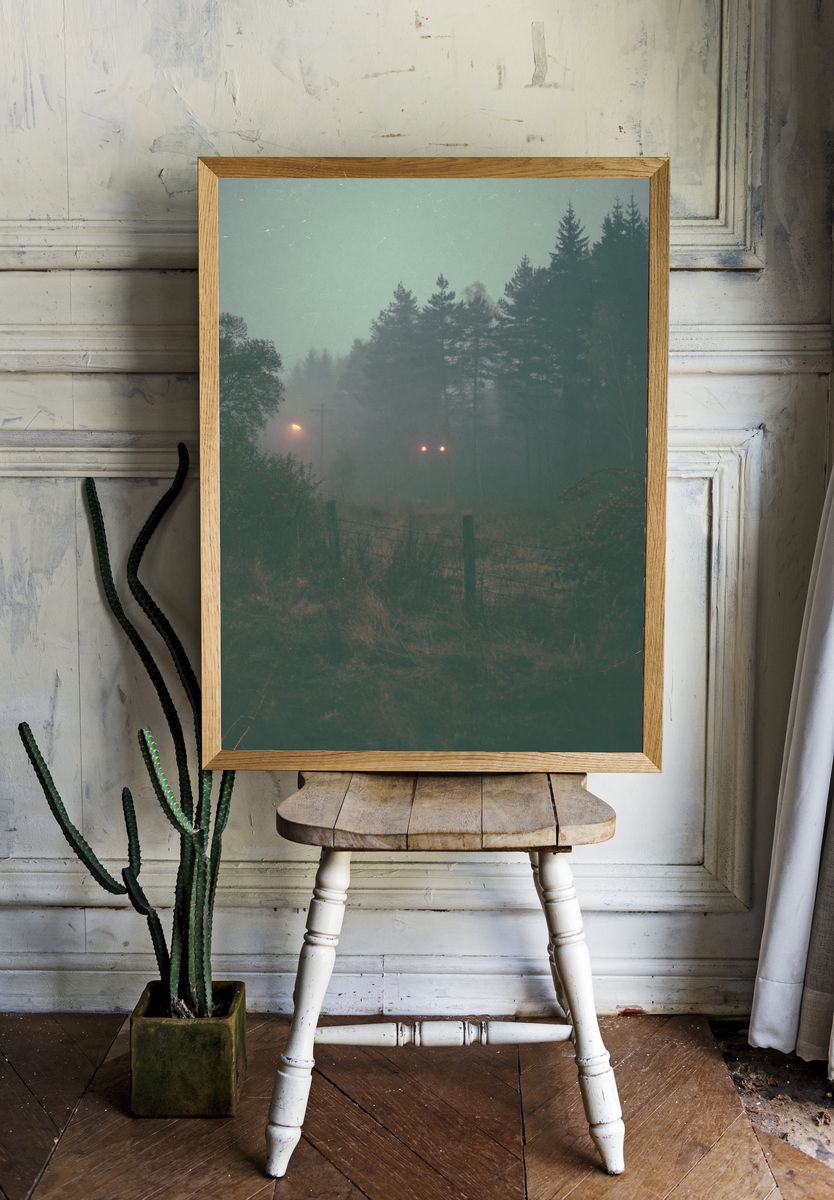 Misty Forest at Dusk Photography Poster. room preview