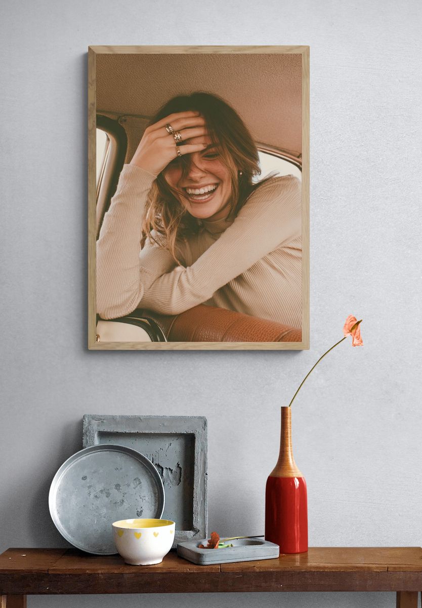 Smiling Woman in Car Photography Poster. — room view 3