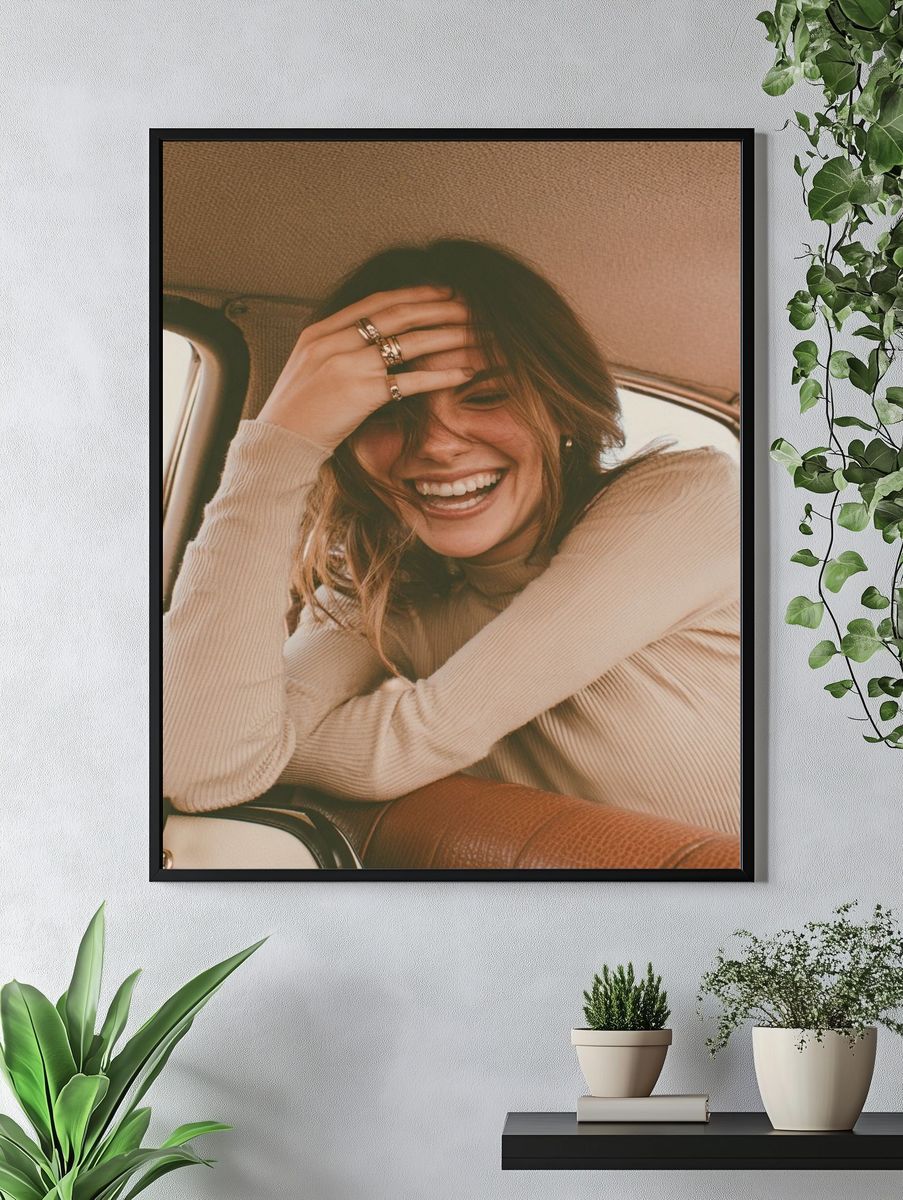 Smiling Woman in Car Photography Poster. — room view 4