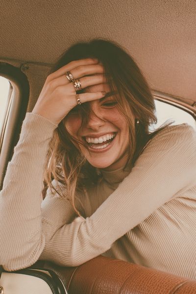 Smiling Woman in Car Photography Poster. poster