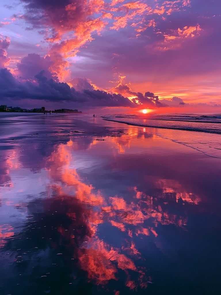 Violet Beach Sunset Photography Poster. poster — photography art