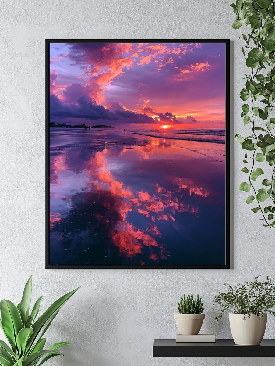 Violet Beach Sunset Photography Poster. — room view 4