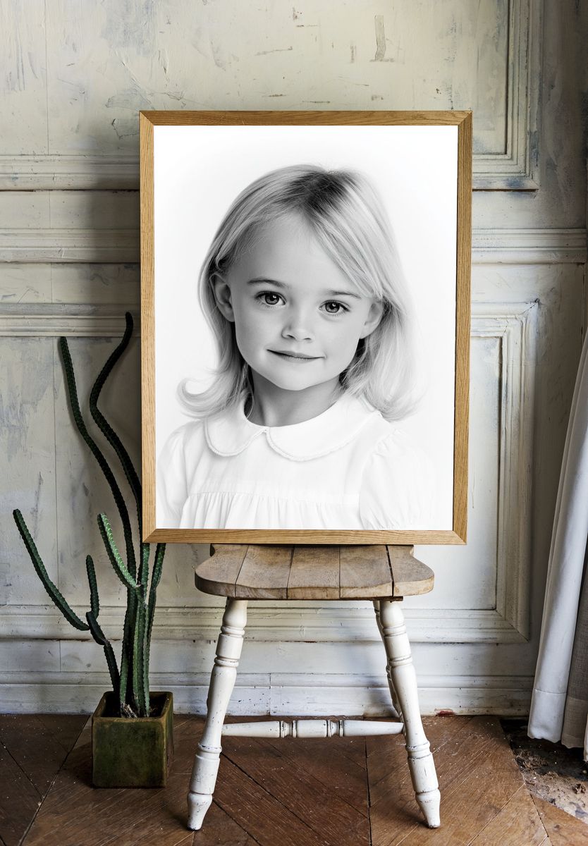 Blonde Child Portrait Print. — room view 1