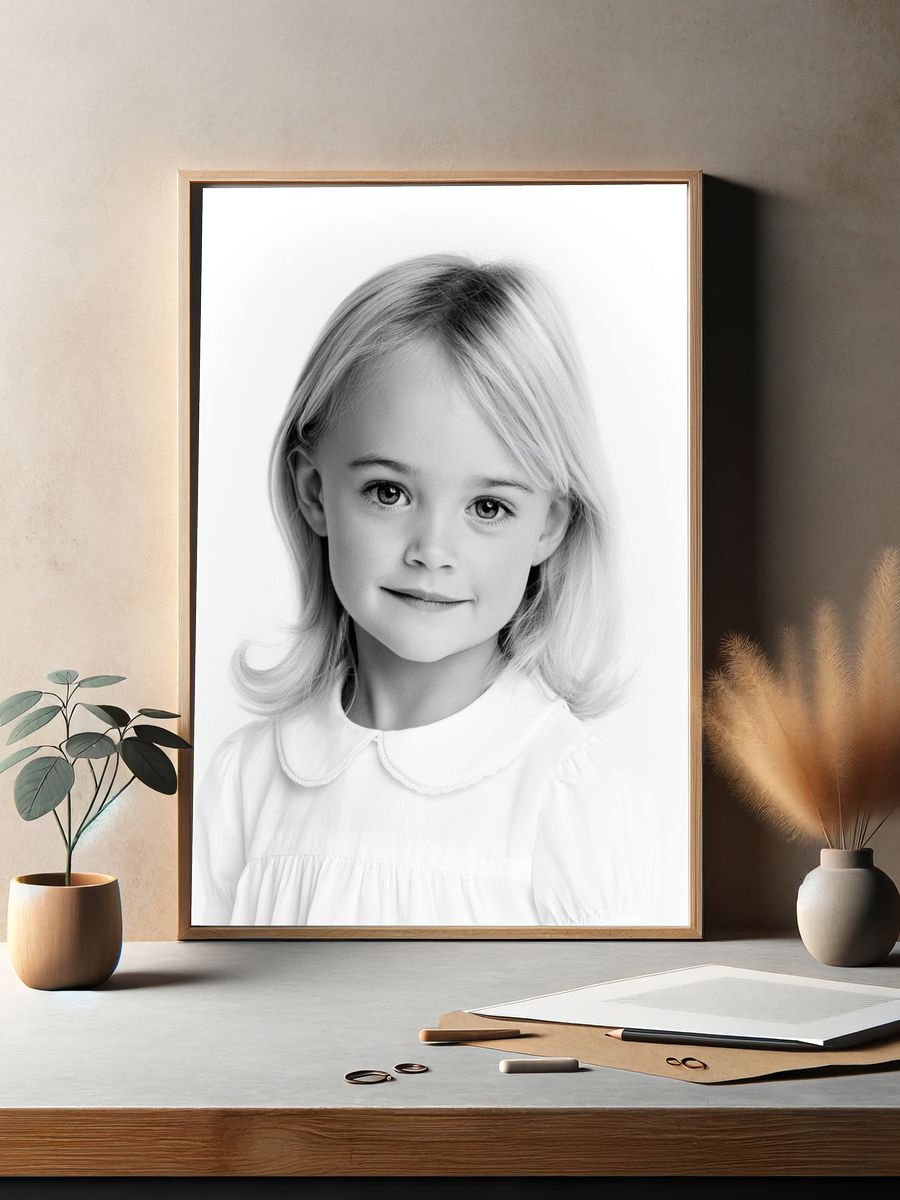 Blonde Child Portrait Print. — room view 2