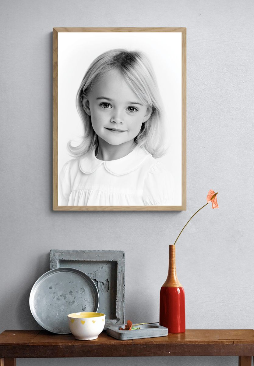 Blonde Child Portrait Print. — room view 3