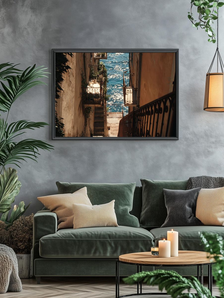 Seaside Alley View Photography Poster. — room view 4