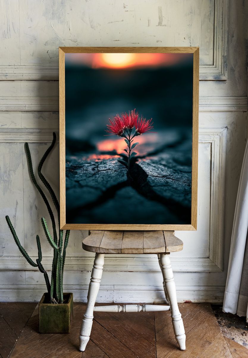 Resilient Bloom Photography Poster. room preview