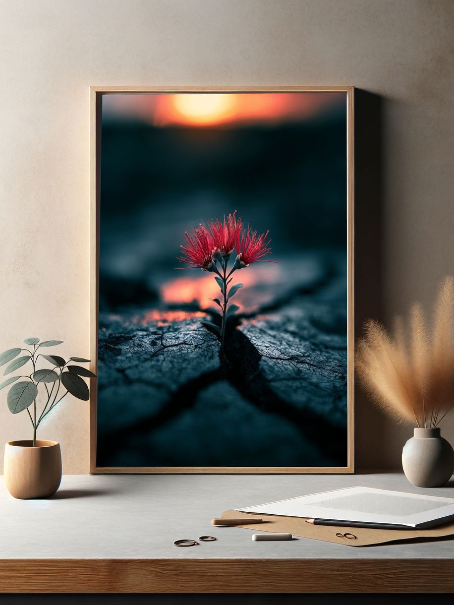 Resilient Bloom Photography Poster. — room view 2