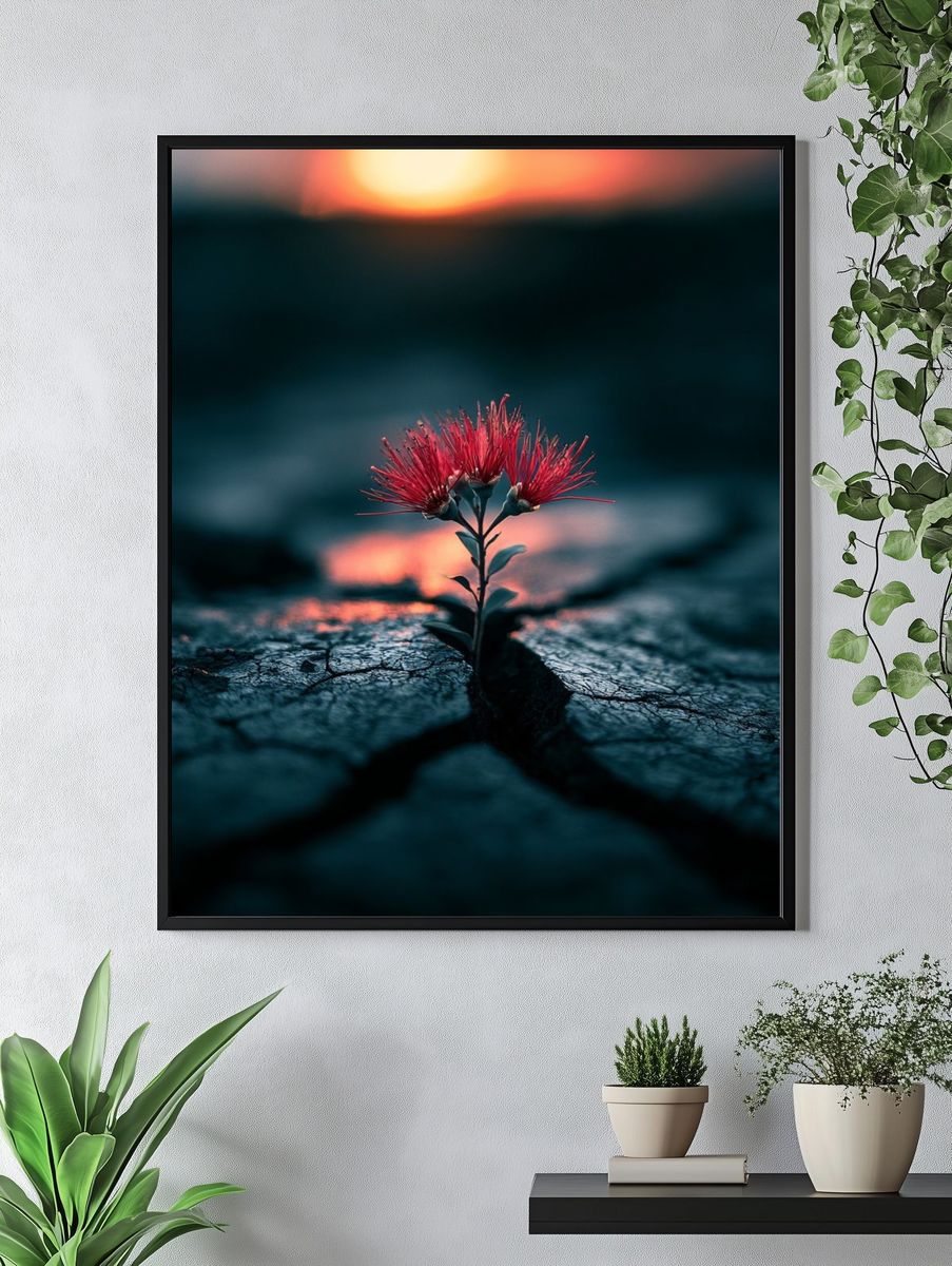 Resilient Bloom Photography Poster. — room view 4