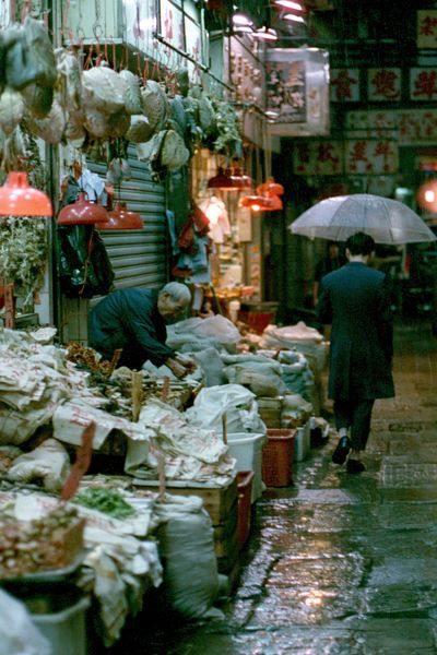 Rainy Market Alley Photography Poster.