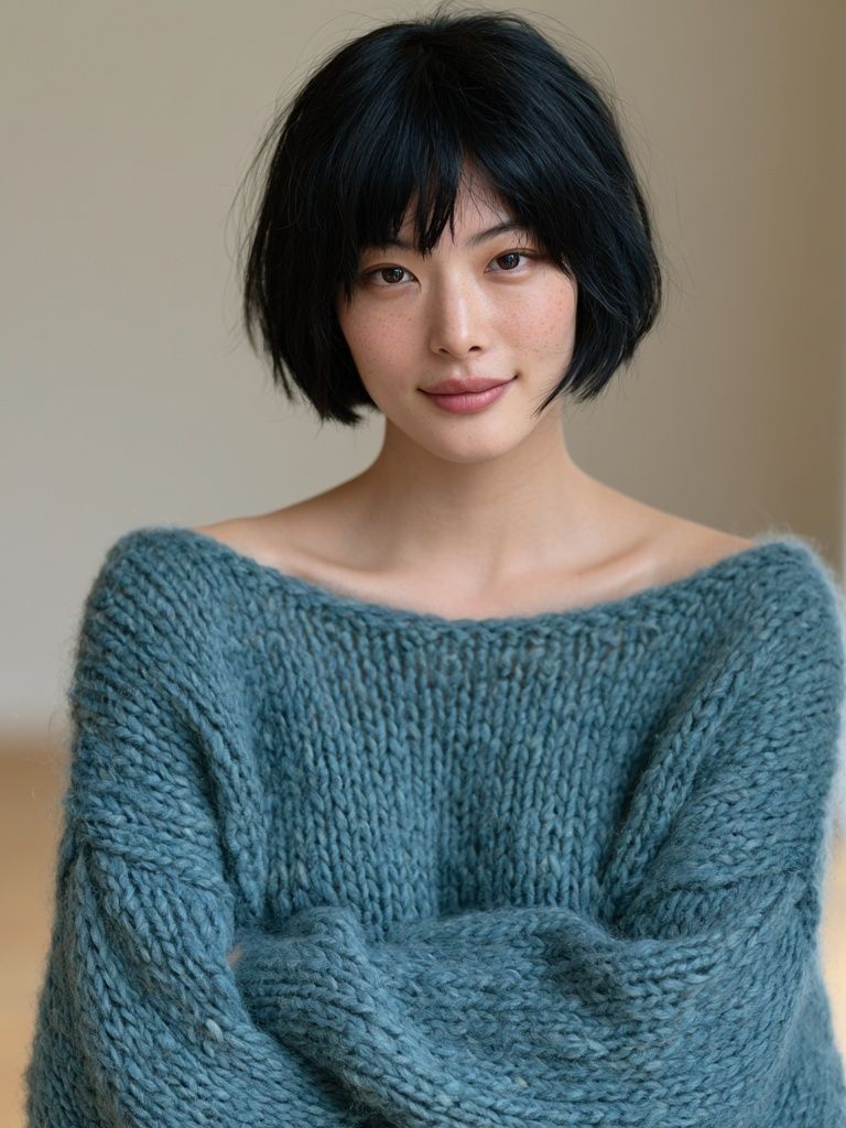 Soft Portrait in Blue Knit Poster. poster — photography art