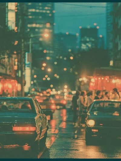 Neon City Night Street Photography Poster.
