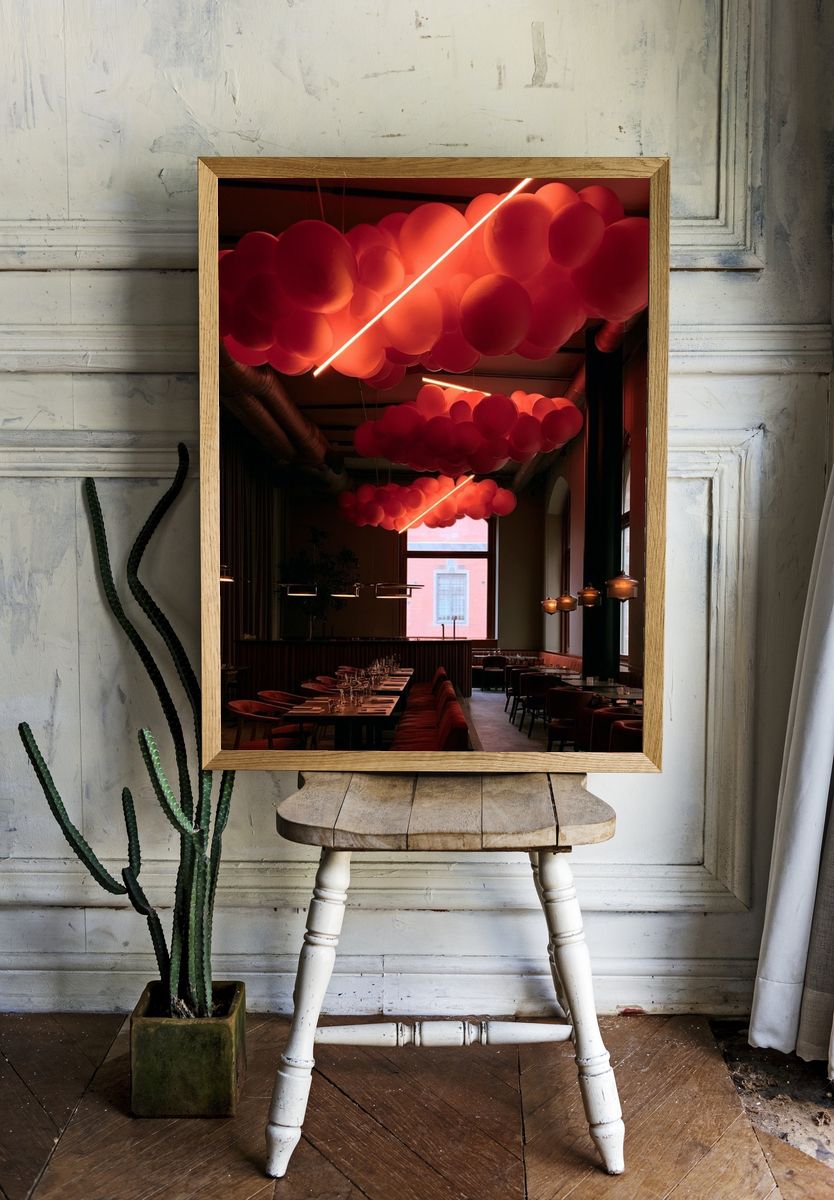 Neon Balloon Ceiling Interior Poster. — room view 1