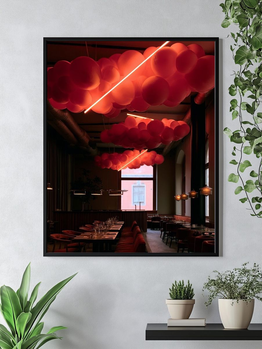 Neon Balloon Ceiling Interior Poster. — room view 4