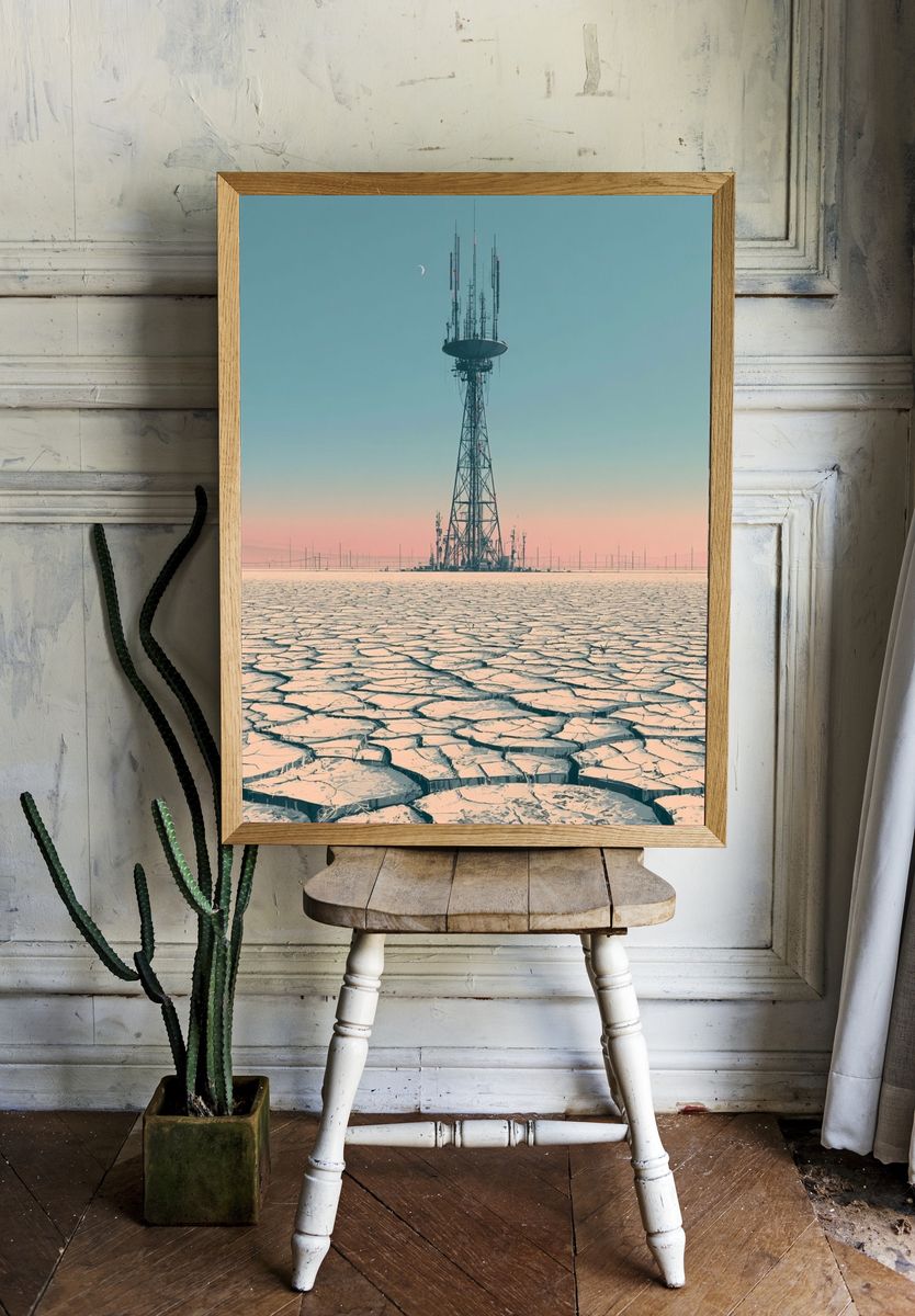 Desert Radio Tower Photography Poster. — room view 1