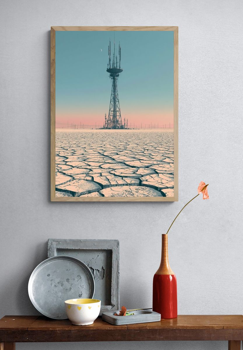 Desert Radio Tower Photography Poster. — room view 3