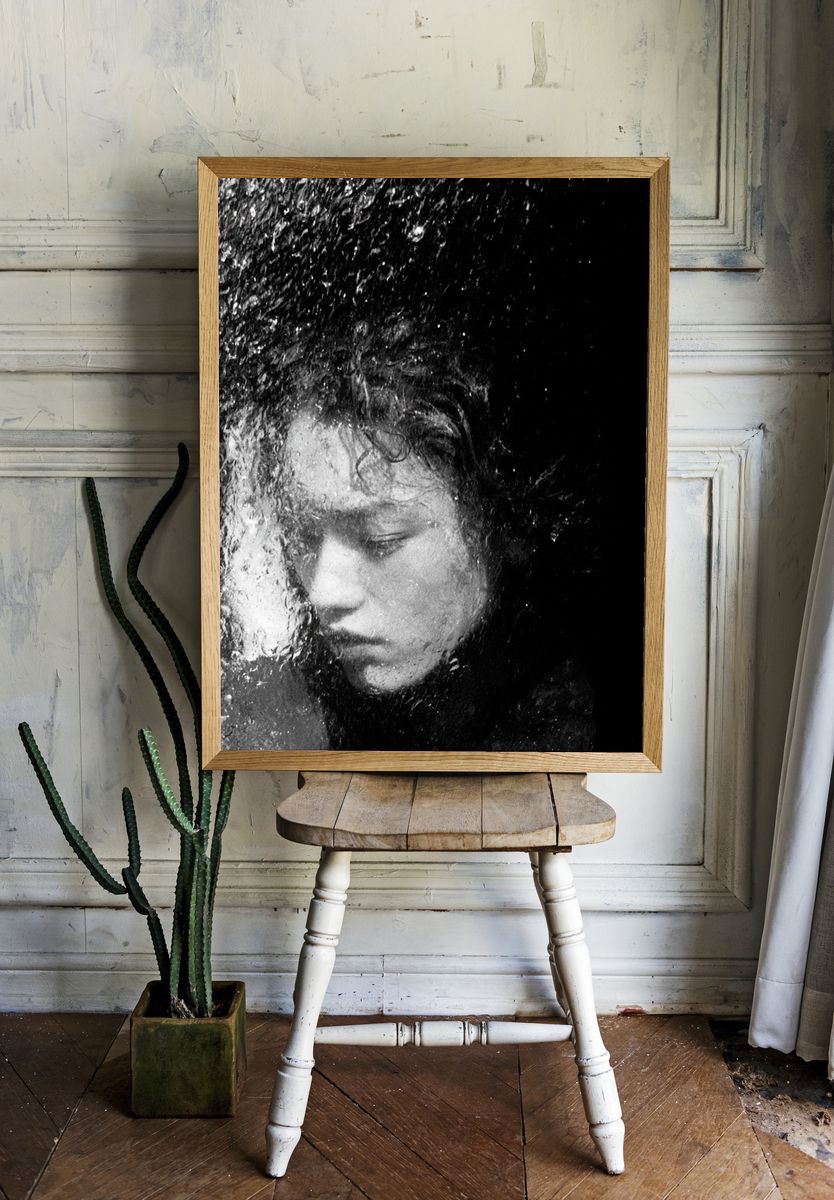 Rainy Portrait Black-White Print. — room view 1