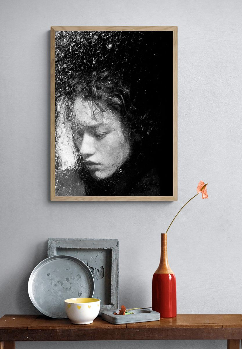 Rainy Portrait Black-White Print. — room view 3