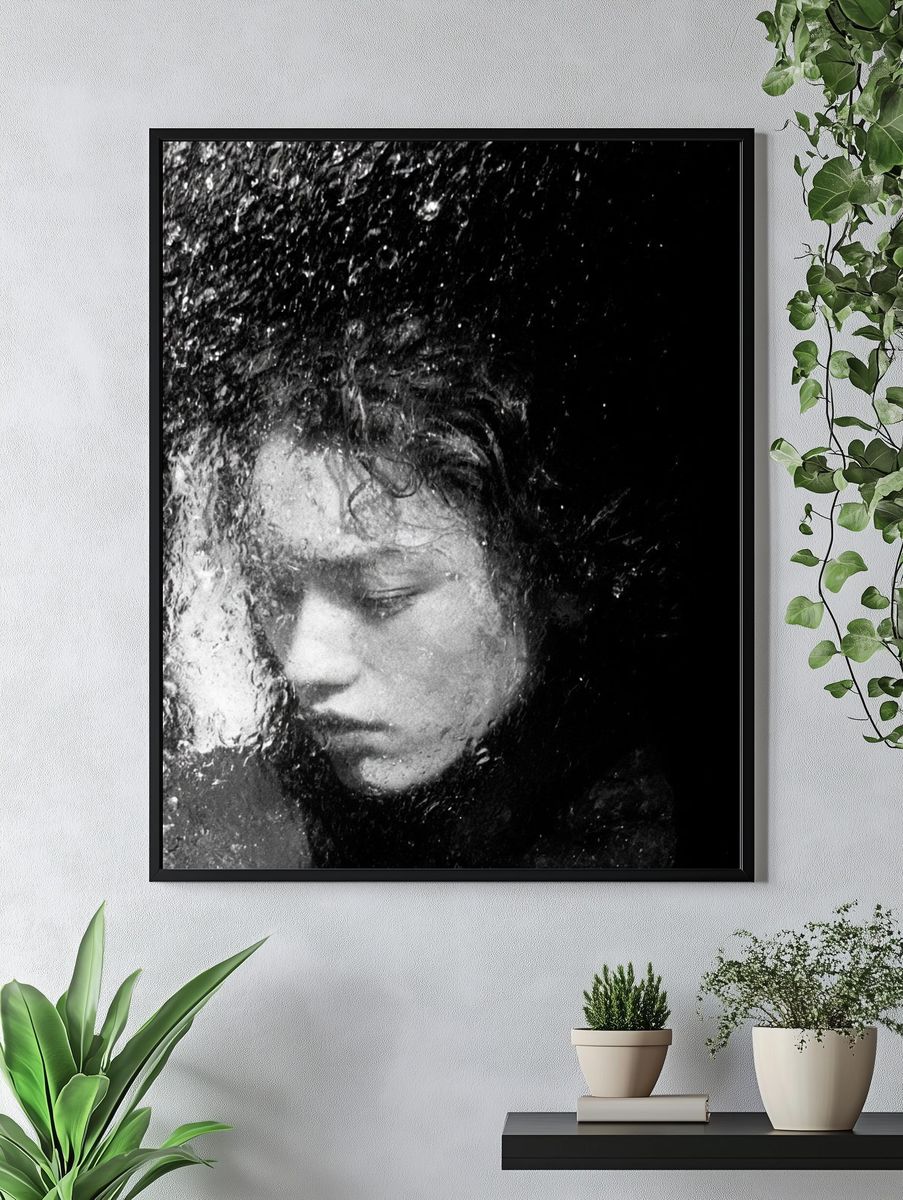 Rainy Portrait Black-White Print. — room view 4