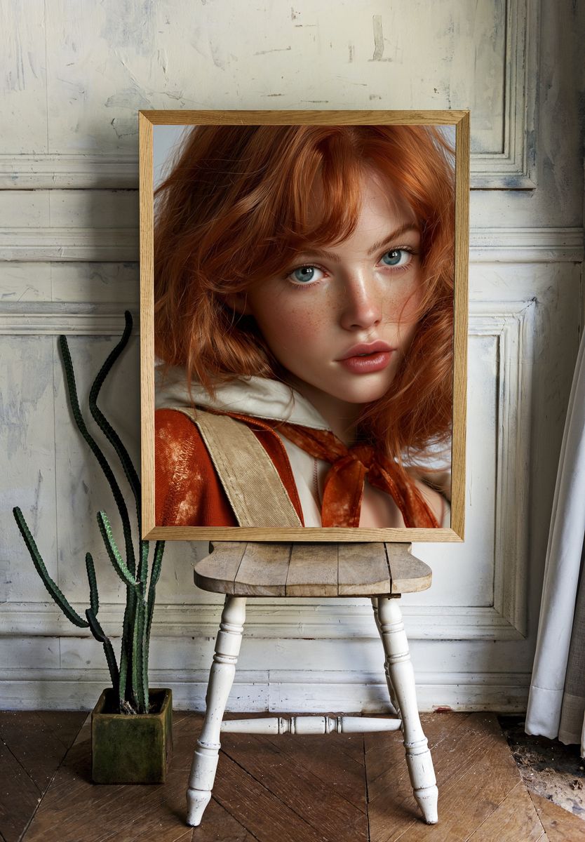 Red-Haired Portrait Photography Poster. room preview