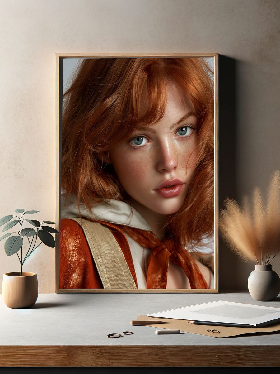 Red-Haired Portrait Photography Poster. — room view 2