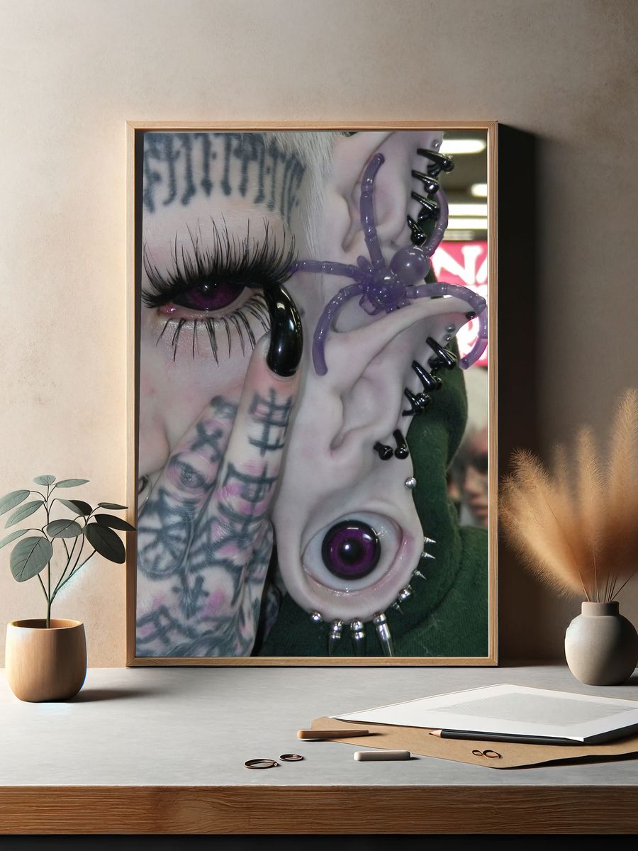 Gothic Cyberpunk Portrait Print. — room view 2