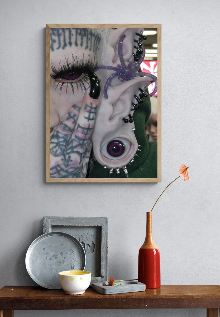 Gothic Cyberpunk Portrait Print. — room view 3