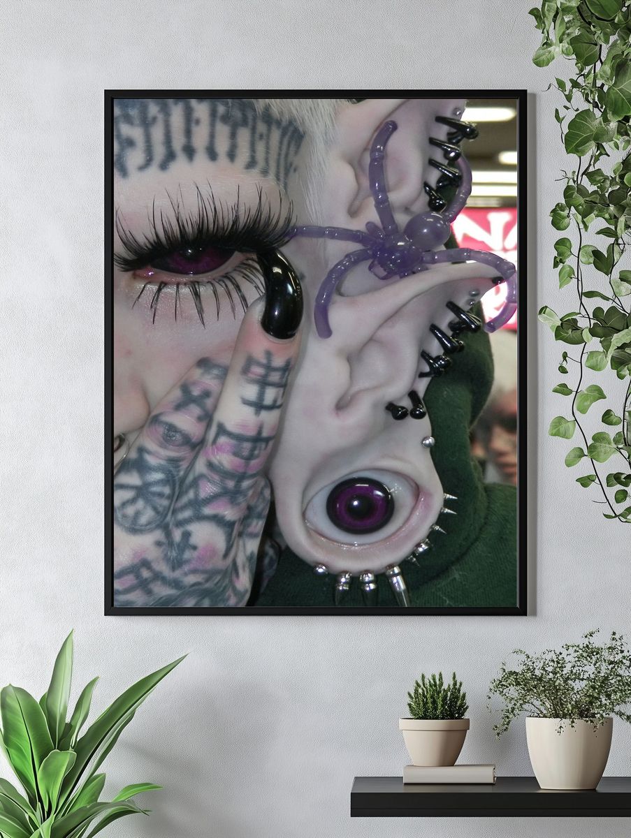 Gothic Cyberpunk Portrait Print. — room view 4
