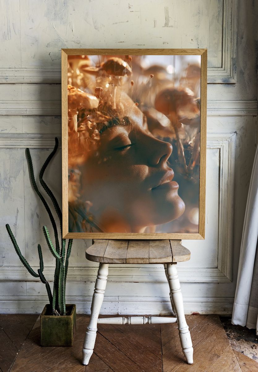 Dreamy Floral Portrait Print. room preview